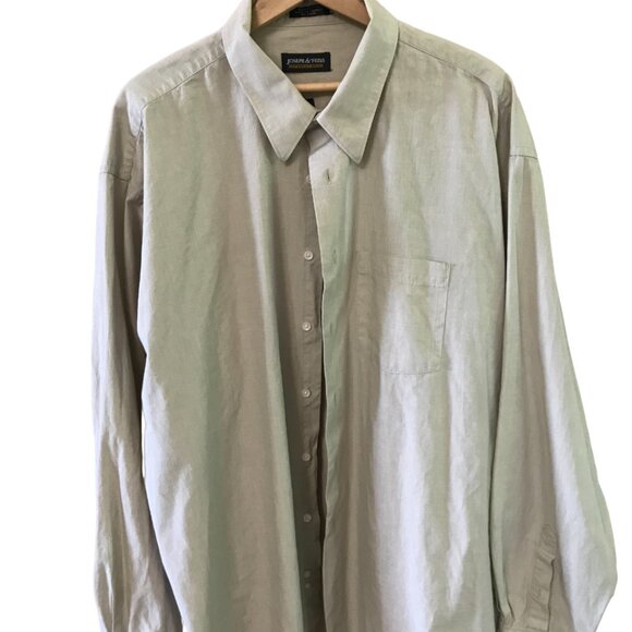 Joseph & Feiss Button-Down Collar Shirt: Long Sleeves Tan, Men's Size 18.5 Neck - Picture 5 of 7